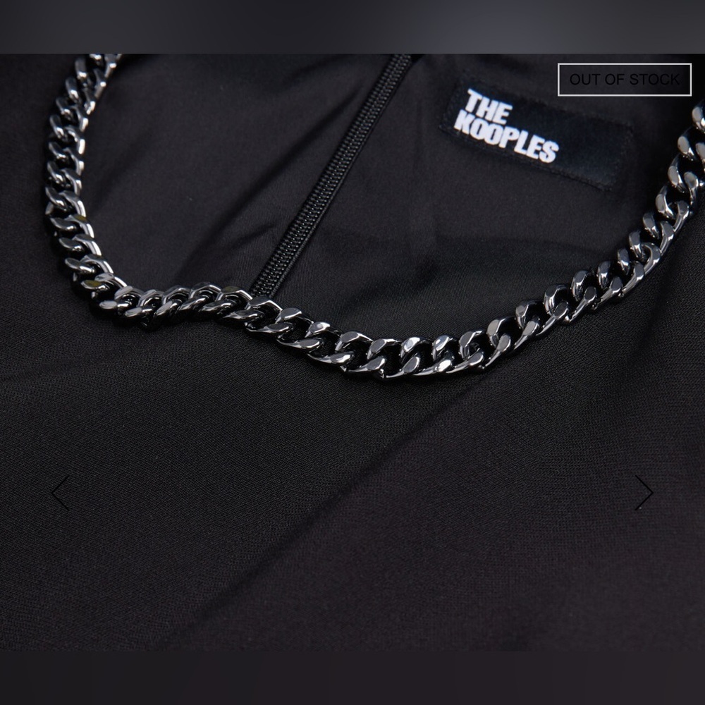 NWT The Kooples BLACK CREPE JUMPSUIT with Silver Chain Neck Detail - Picture 4 of 16